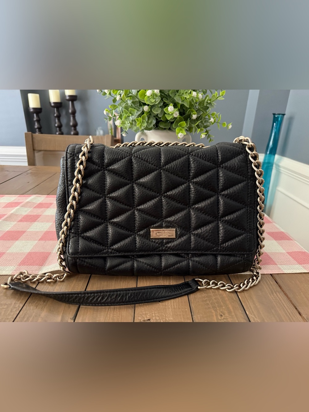 Kate Spade Black Quilted Chain-Handle Shoulder Bag